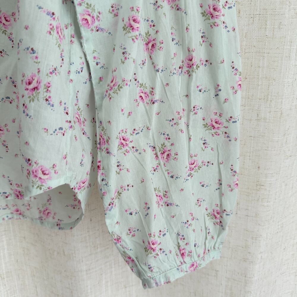 Gap Blouse Women Medium Blue Floral Cotton Ruffle Coquette Romantic Cottagecore - Picture 6 of 11